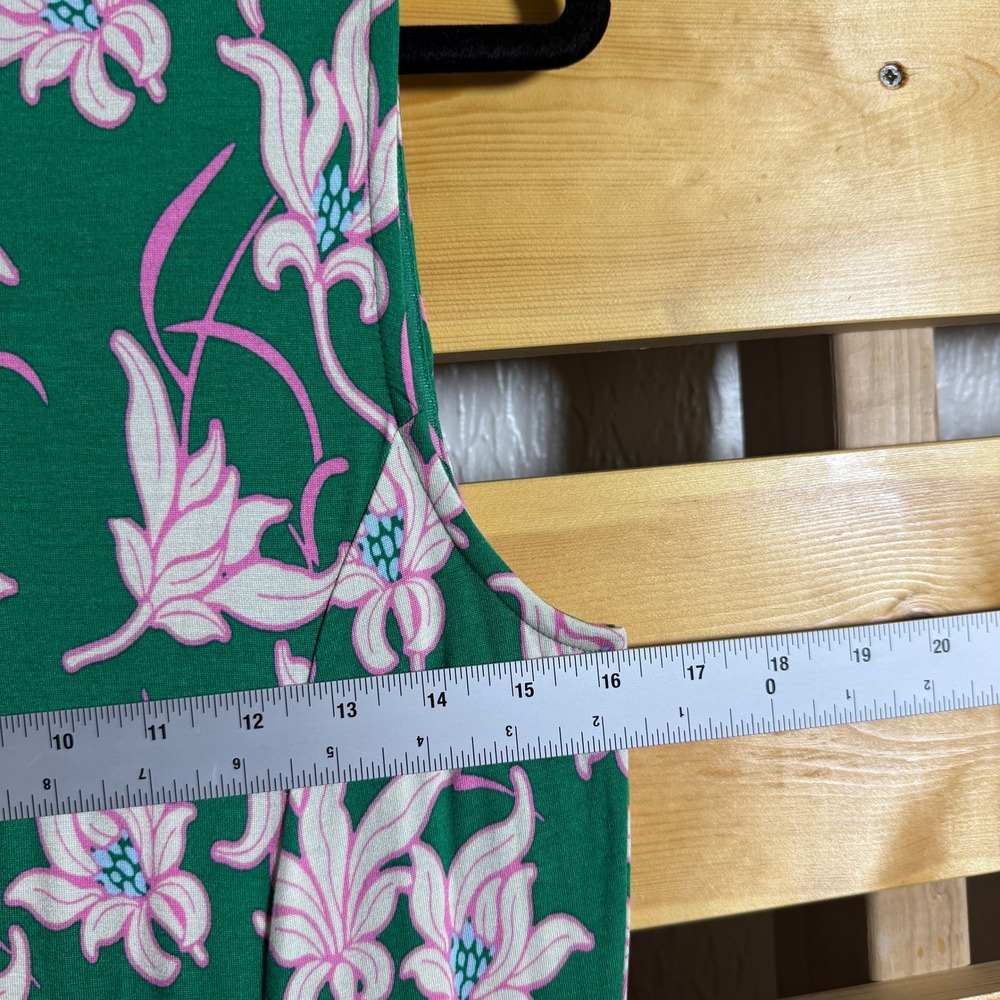 ME+EM Maxi Dress Women 8 Green Pink Floral Lily Mock Neck Sleeveless Resort - Picture 4 of 9